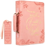 Classic Bible Cover, FINPAC Large PU Leather Carrying Book Case Church Bag Bible Protective with Handle, Perfect Gift fo