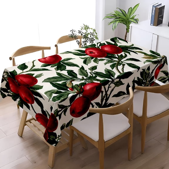 Classic Big Red Apple Plant Print Tablecloth, Dining Table Holiday Decor, Housewarming Table Cover, Thanksgiving Christmas Gift