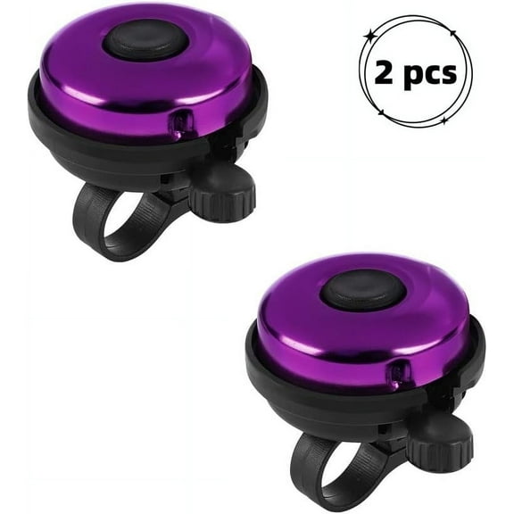 WLGJL 2 pack Aluminum Classic Bike Bell, Loud Crisp Clear Sound (Purple)