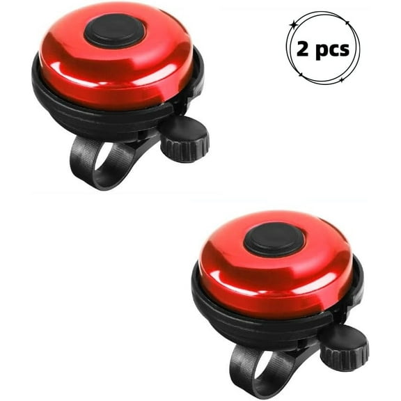 WLGJL 2 pack Aluminum Classic Bike Bell, Loud Crisp Clear Sound (Red)