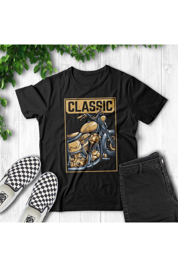 Classic Biker Style Unisex T Shirt Vintage Motorcycle Graphic Design up to 5XL