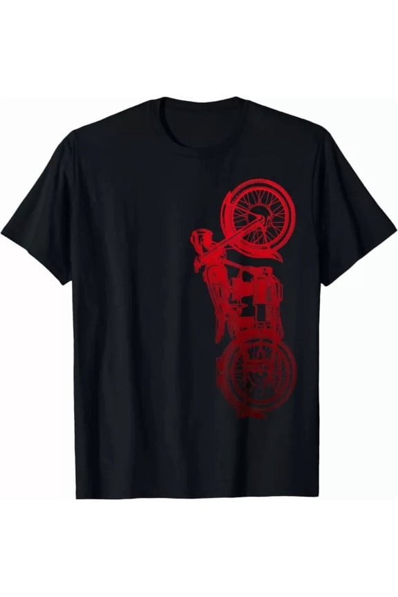 Classic Biker Vintage Retro Black Motorcycle Red Gift Unisex T-Shirt