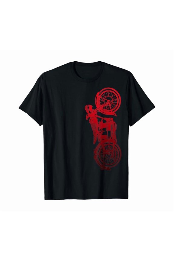 Classic Biker Vintage Retro Black Motorcycle Red T-Shirt, Vintage Birthday Gift