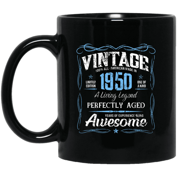 Classic Birthday Made In 1950 76 Years Old 76th Bday Gift Mug, 15oz Black Coffee Mug