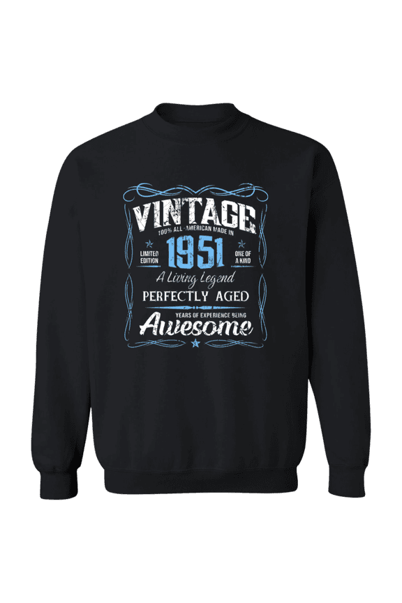 Classic Birthday Made In 1951 75 Years Old 75Th Bday Decoration Vintage Crewneck Pullover Sweatshirt