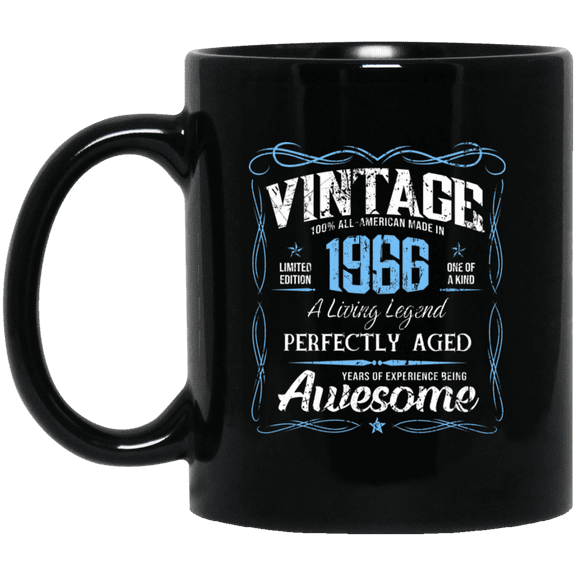 Classic Birthday Made In 1966 60 Years Old 60th Bday Gift Mug, 15oz Black Coffee Mug