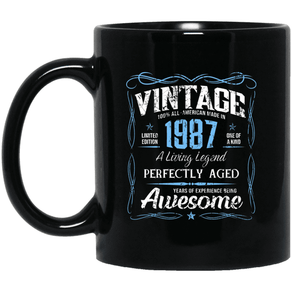 Classic Birthday Made In 1987 39 Years Old 39th Bday Gift Mug, 15oz Black Coffee Mug