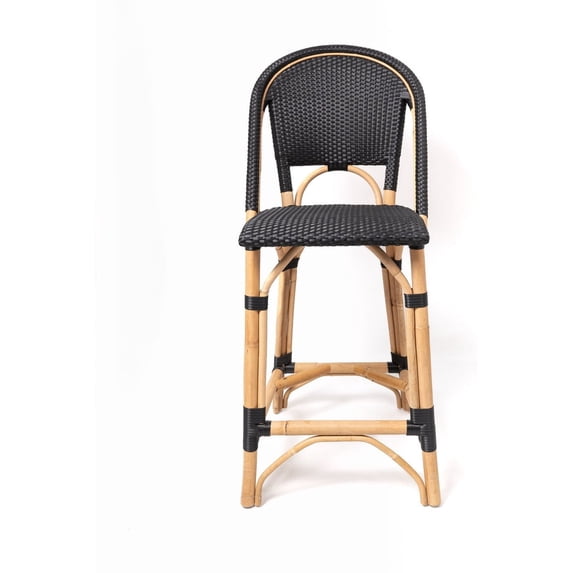 Classic Rattan Counter Stool High Back Adjustable Seat Counter Height Handmade Manau Rattan Bar Stool 300 lb Capacity