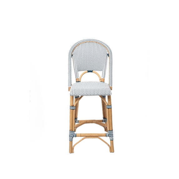Classic Rattan Counter Stool High Back Adjustable Seat Counter Height Handmade Manau Rattan Bar Stool 300 lb Capacity