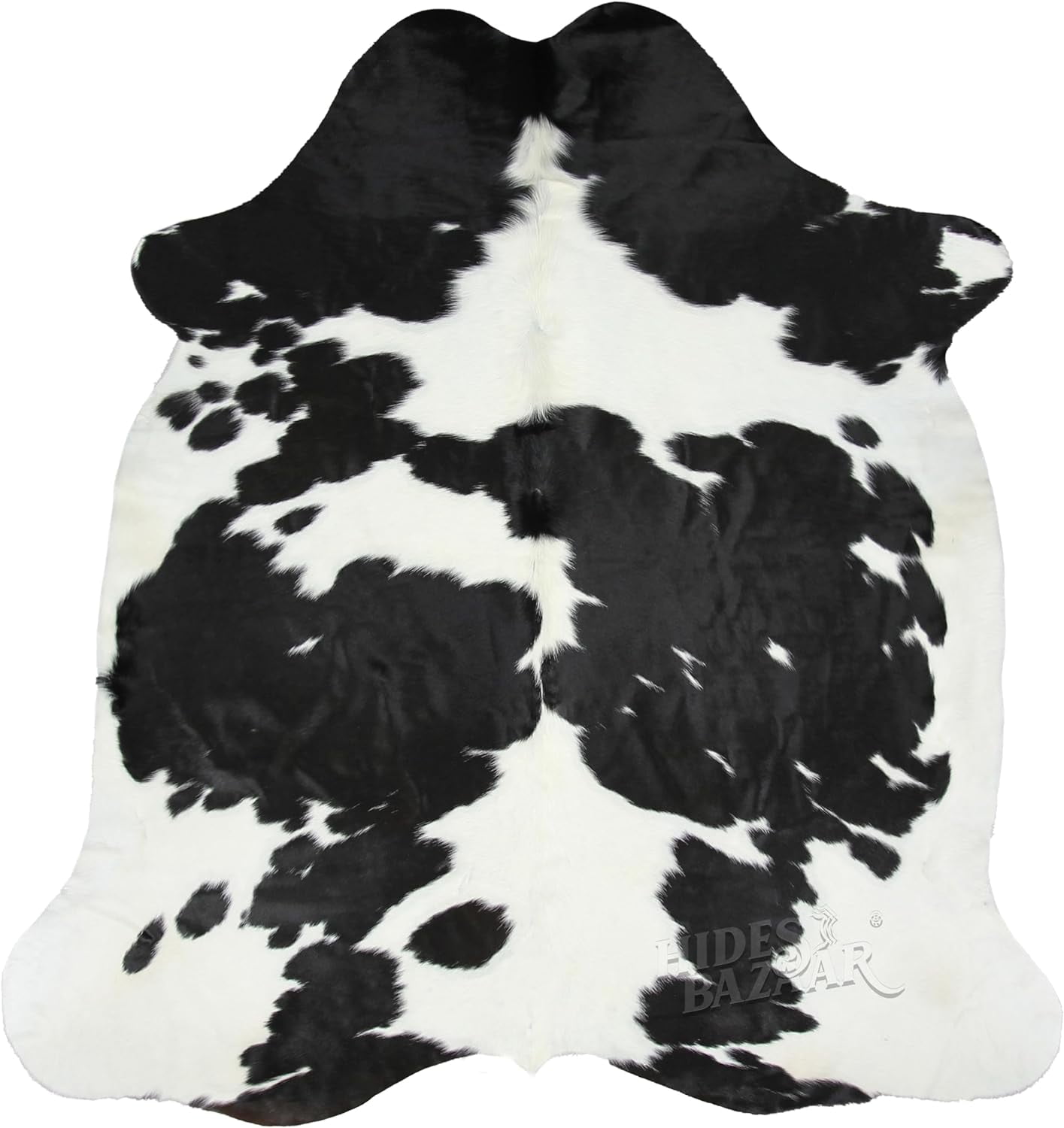 Classic Black and White Cowhide Rug, Genuine Leather Cow Hide, Black