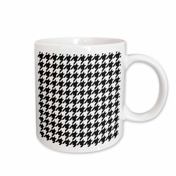 3drose, Classic Black and White Houndstooth Pattern, 15oz Mug
