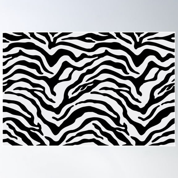 Classic Black And White Zebra Print Pattern Poster Wall Art, Modern Wall Decor For Living Room Bedroom, 8x12 UNFRAMED