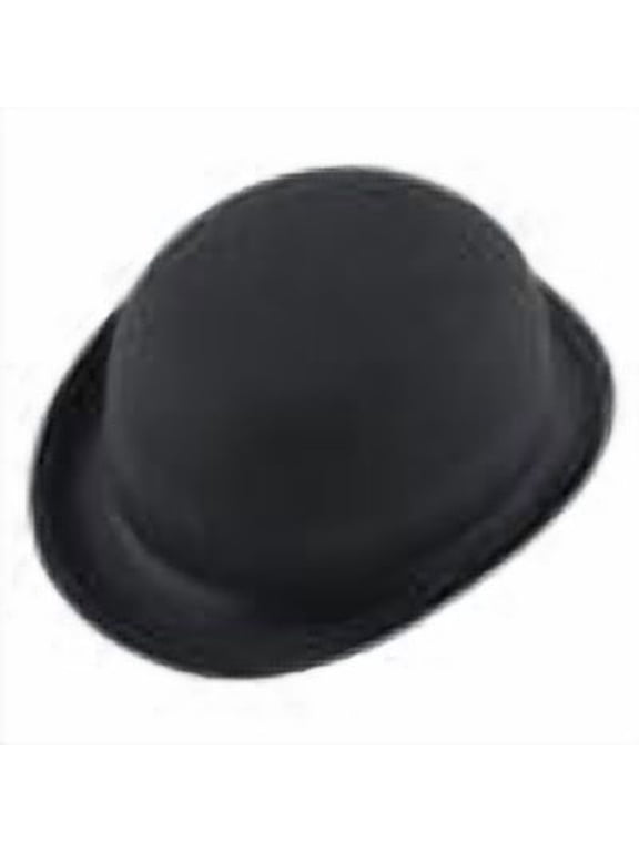 Classic Black Bowler Hat, Retro Charlie Chaplin Style Felt Hat for Magician Performance, Theme Party & Costume Events Black one size