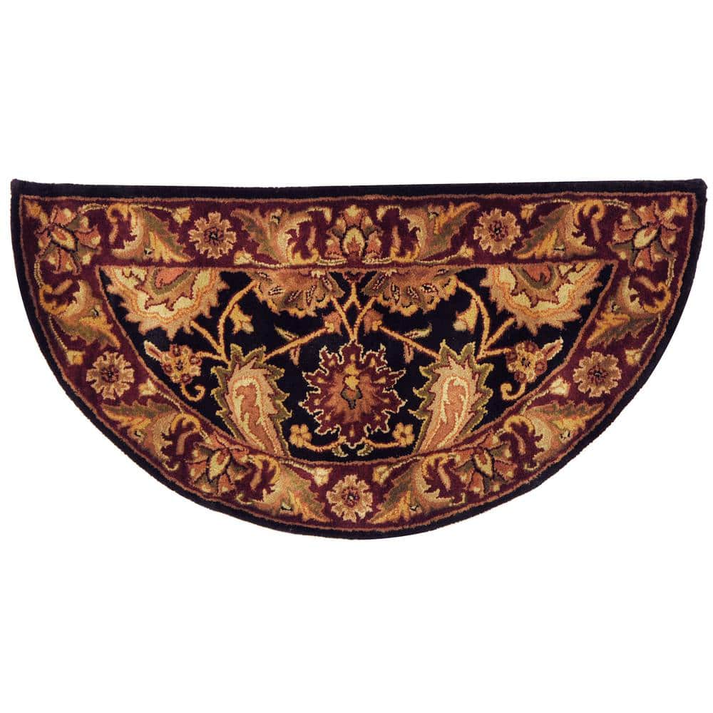 Classic Black/Burgundy Doormat 2 ft. x 4 ft. Border Half Moon Area Rug ...