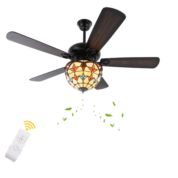 Classic Black Ceiling Fan Light, Remote Control, 3-Speed Settings, E26 Bulb, 1/2/4H Timer, Perfect for Living Room, Bedroom, and Dining Room