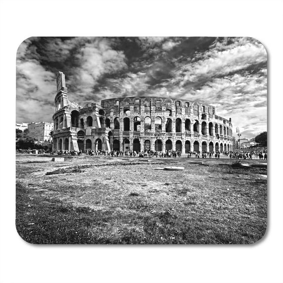 Classic Black Colosseum The Majestic Coliseum Amphitheater Rome Italy White City Door Mousepad Mouse Pad Mouse Mat 9x10 inch