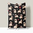 Classic Black Flannel Blanket, Single Blanket, Black Cat with Black