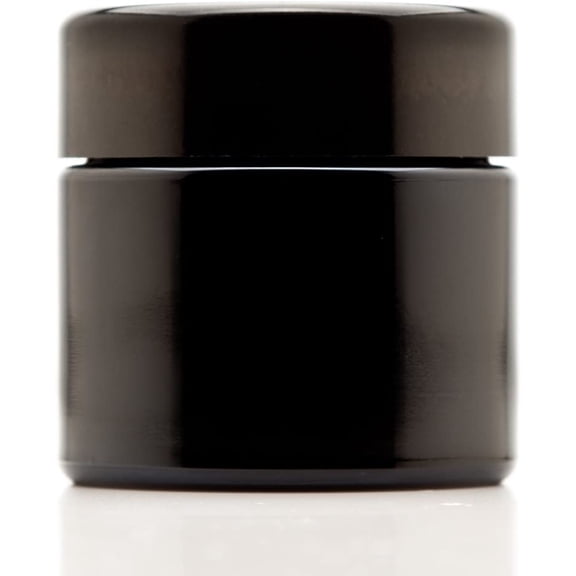 Classic Black Glass Jar 100 ml (3.3 fl oz) Ultraviolet Airtight Smell Proof, Refillable Screw Top Container for Long-Term Storage of Coffee, Spices, Tea, Dried Goods, Kitchen Jar 10 Pack