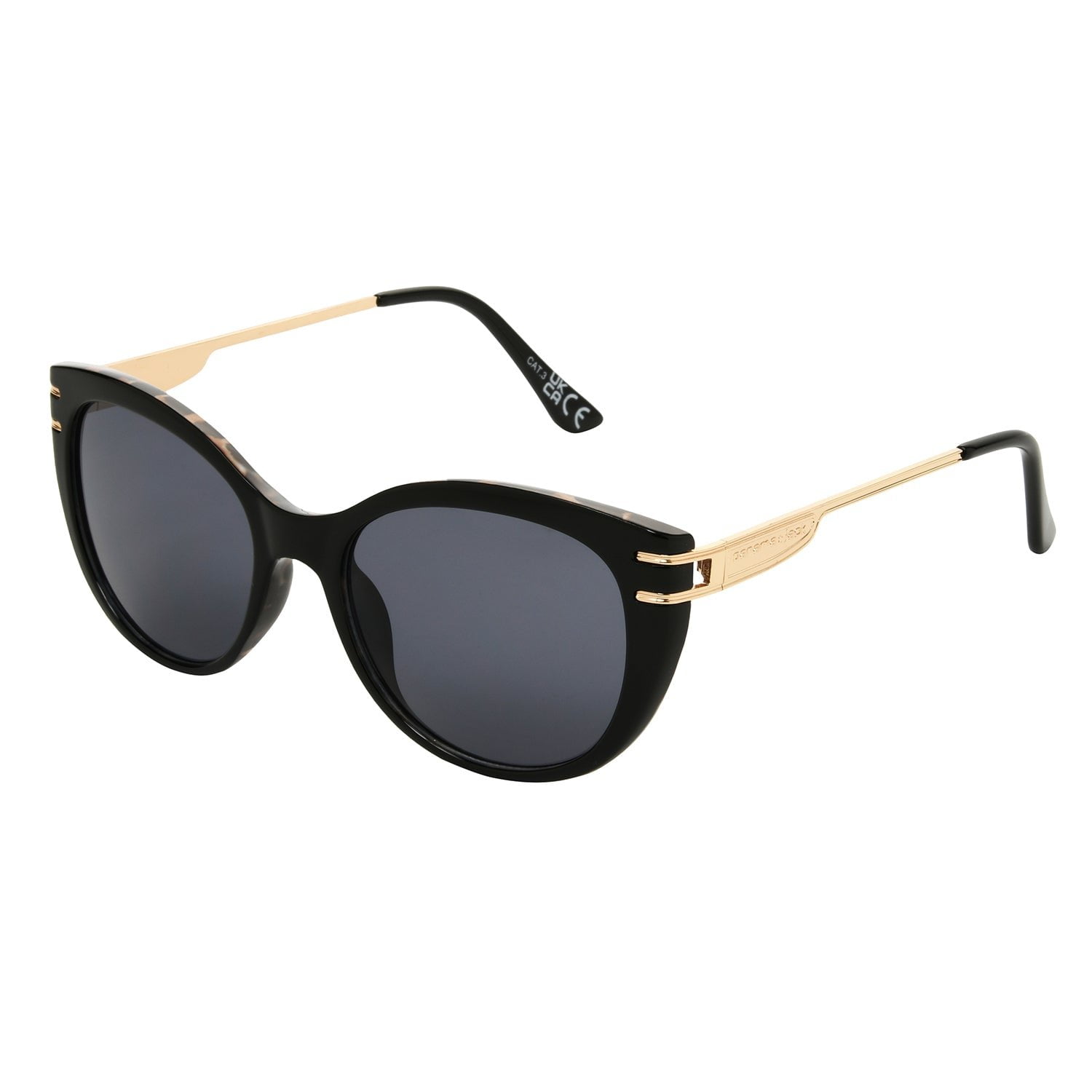 Fashion- Black Gradient Cat Eye Sunglasses with Gold Accents Black Narrow Acetate Cat-Eye Gradient Sunglasses with  main image 3