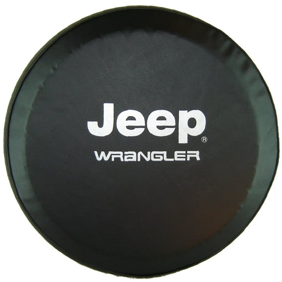 Classic Black Jeep Wrangler - 30-in - US Made SpareCover - Blak Series - Luxury Automotive Satin Black Vinyl - Show Quality Spare Tire Cover