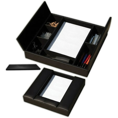 Classic Black Leather Enhanced Conference Room Organizer