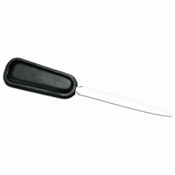 Classic Black Leather Letter Opener with Silver Blade