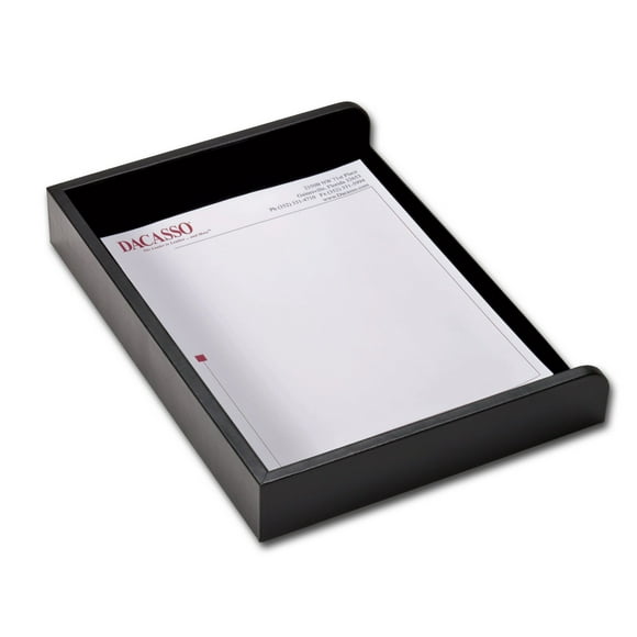 Classic Black Leather Side Load Letter Tray
