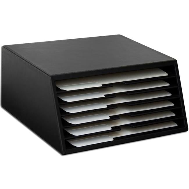 Classic Black Leather Vertical Letter Sorter