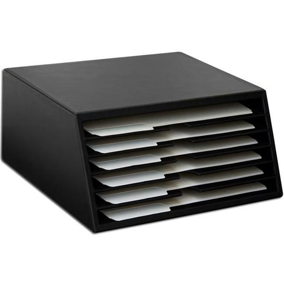 Classic Black Leather Vertical Letter Sorter