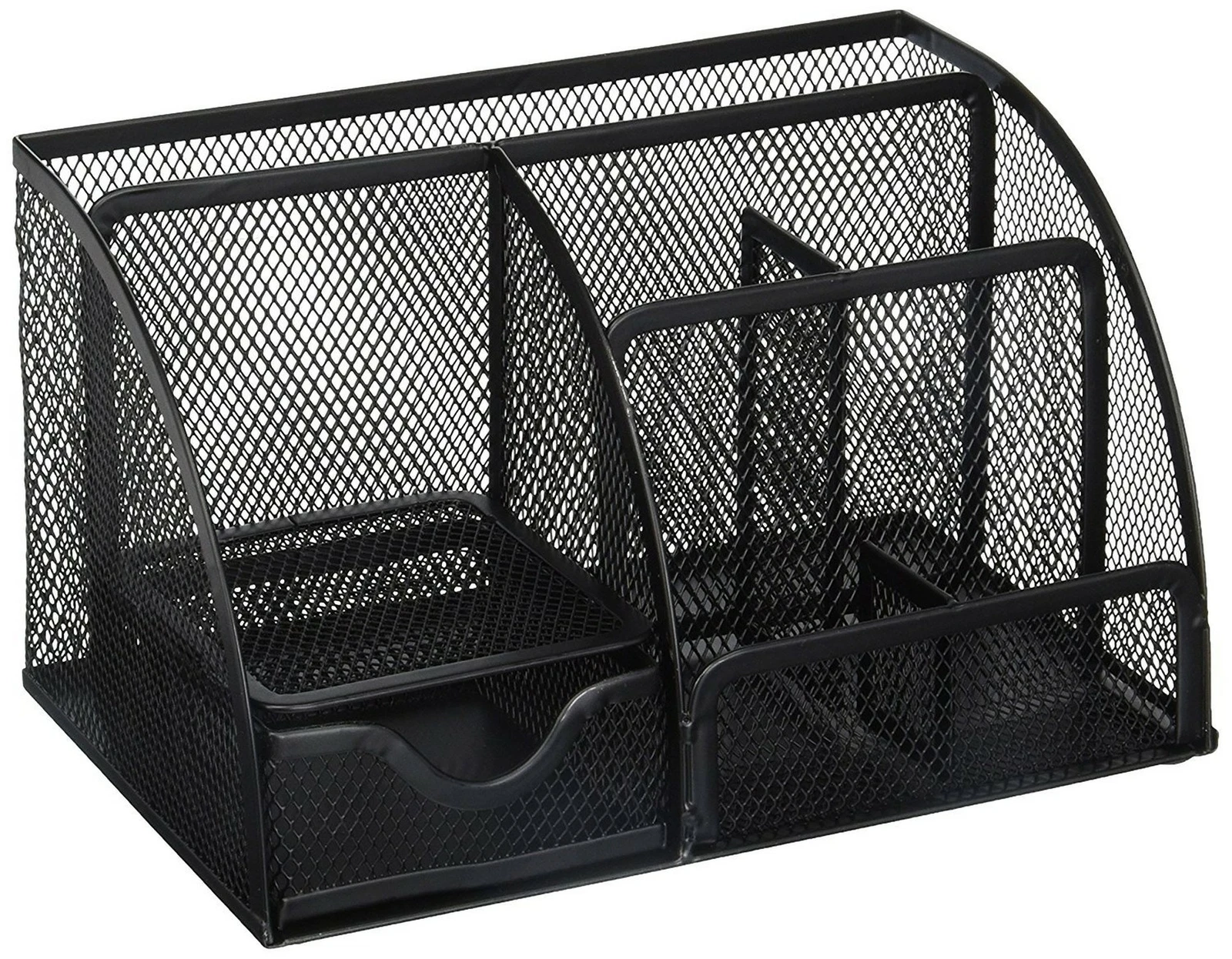 Classic Black Office Supplies Desk Organizer Caddy, 6 Compartments, Drawer, P...