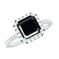 thumbnail image 1 of Rosec Jewels Black Onyx Asscher Cut Engagement Ring with Halo - AAA Quality Black Onyx and Diamond Ring - with Jewelry Box, 14K White Gold, US 5.00, 1 of 9