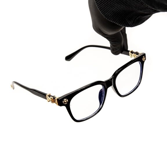 Classic Black Square Frame Metal Gold Plated Cross Shades for Men Women Retro Rectangle Hip Hop Designer Glasses Clear Lens Fashion Eyeglasses