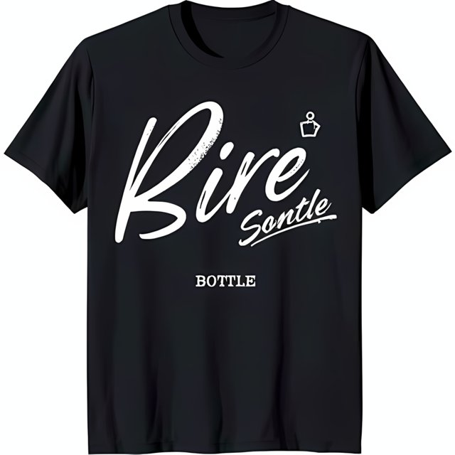 Classic Black TShirt with Bold 'Bire Sontle' and 'BOTTLE' Design