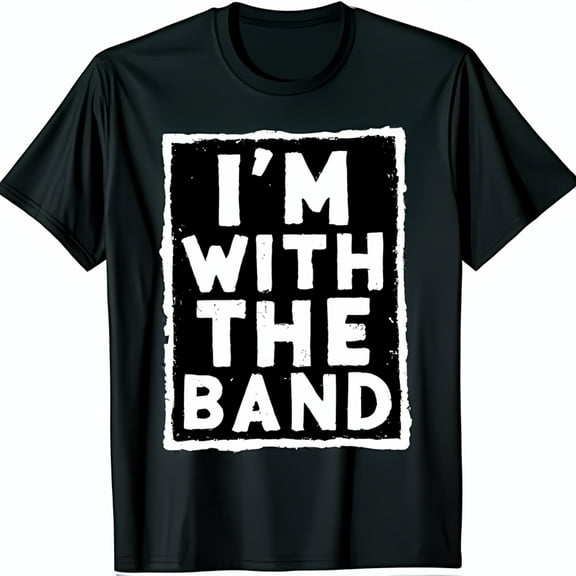 Classic Black T-Shirt with 'I'm with the Band' Graphic Style