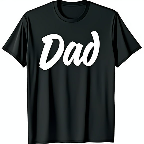 Classic Black T-Shirt with Playful Dad Cursive Graphic Comfortable