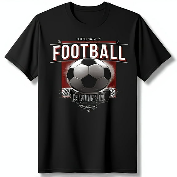 Classic Black T-Shirt with Soccer Ball Graphic & Bold Design