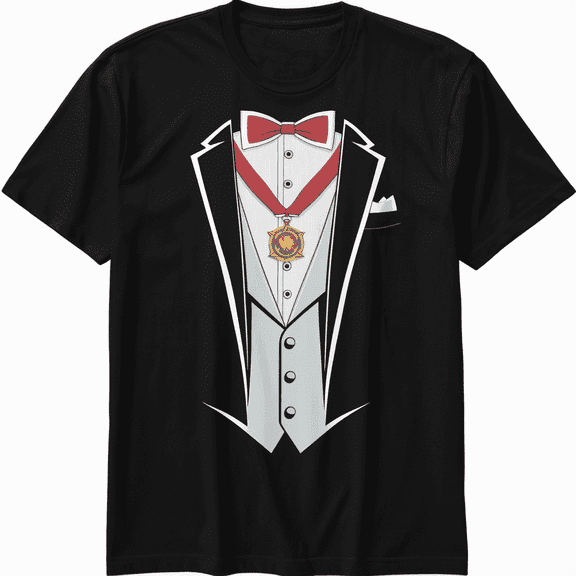 Classic Black Tuxedo Suit Graphic for Men Novelty Short Sleeve T-Shirt
