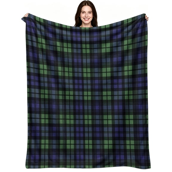 Classic Black Watch Tartan Plaid, Soft Warm Flannel Fleece, Retro Preppy Tartan, Throw Blanket, Cozy Warm, Home Decor, Sofa Bed Office, All Season Use