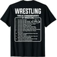 thumbnail image 1 of Classic Black Wrestling T-Shirt: 12 Commandments Crew Neck, Adult, Short Sleeve, 1 of 4