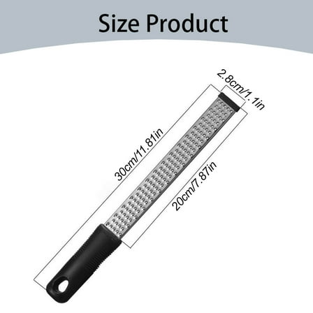 Classic Black Zester & Grater, Stainless Steel Citrus, Cheese, and Spice Grater for Lemon, Lime, Parmesan, Nutmeg, Kitchen Tool