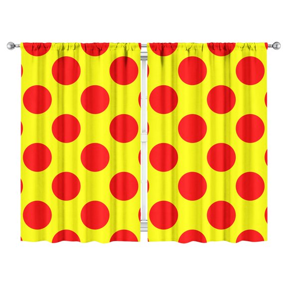 Classic Black and White Polka Dot Kitchen Curtains 2 Panels - 52x84 Inch Semi-Sheer, Rod Pocket Caf Curtains