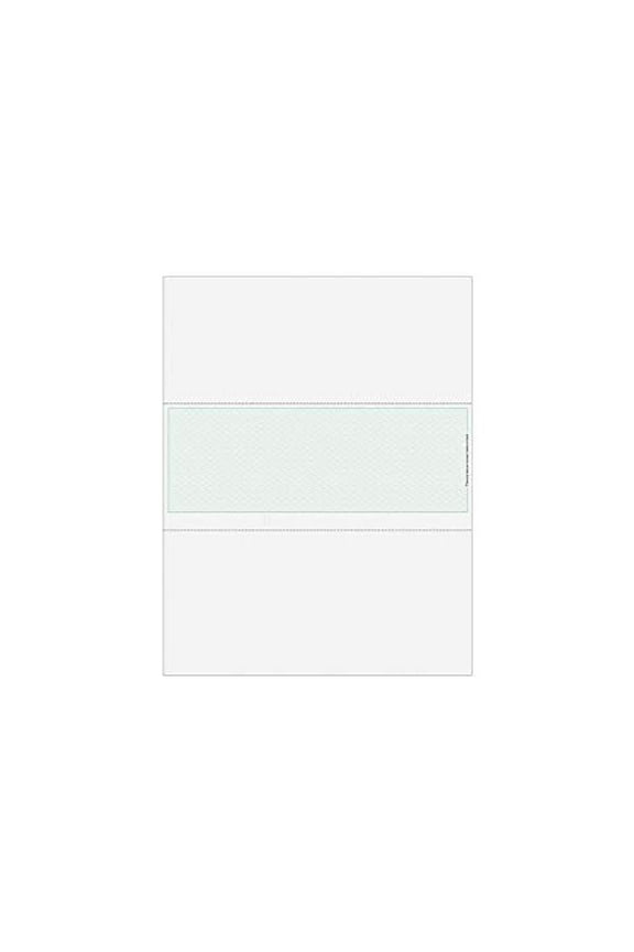 Classic Blank Middle Business Check, Computer Check Paper with Green Herringbone Background, 500/Pk