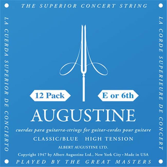 Augustine  Single Blue E or 6th High Tension Nylon Guitar Strings, Pack of 12
