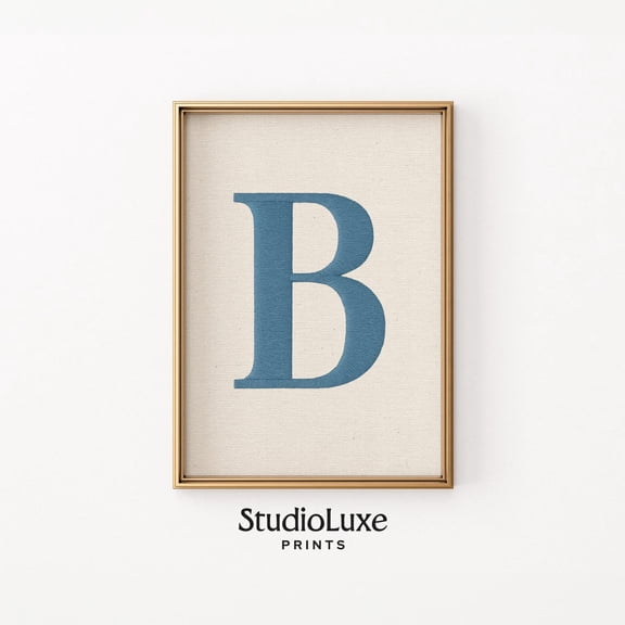Classic Blue Letter B Monogram Typography Poster Unframed Paper Print