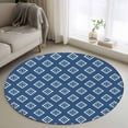 thumbnail image 1 of Classic Blue Pattern Round Area Rugs 3 ft, Abstract Tribal Aztec Western Washable Small Area Rug with Non-Slip Sturdy Edge Binding Round Front Door Mat Floor Carpet for Entryway, 1 of 9