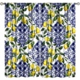thumbnail image 1 of Classic Blue Tiles Lemon Curtain, Rustic Summer Fruit Chic Curtains for Kitchen Farmhouse Living Room Bathroom 42" W X 63" L, 1 of 6