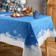 thumbnail image 1 of Classic Blue Winter Snowflake Christmas Tablecloth - Blue and White Winter Holiday Snowflake Print Xmas Easy Care Table Cloth Decoration Table Cover, 60" x 84" (6-8 Seats)，Oblong/Rectangle, 1 of 5