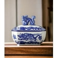 thumbnail image 1 of Classic Blue and White Ceramic Porcelain Jar Rectangle Canister, Sugar Candy Container, Tea Container, Dragon Button Lid, Hand-crafted Chinoiserie, 1 of 5