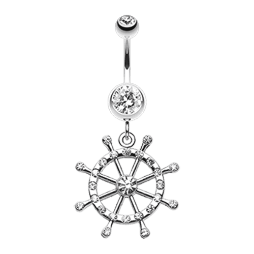 Classic Boat Anchor Wheel Belly Button Ring