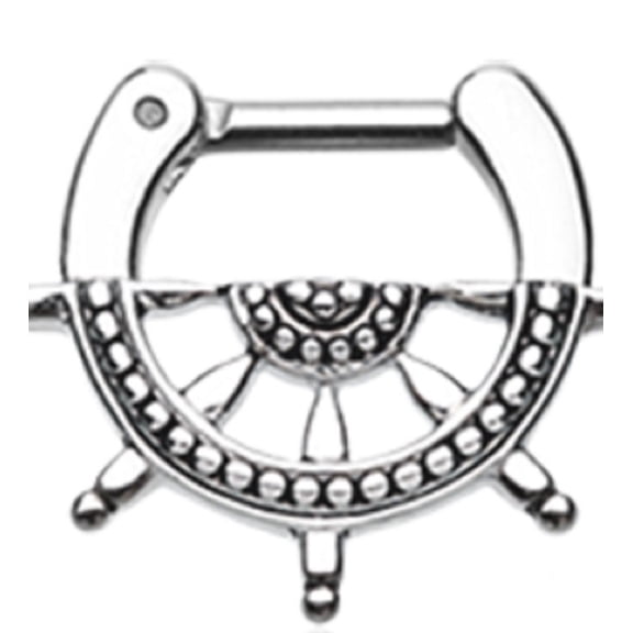 Classic Boat Nautical Wheel  Septum Clicker  Clickers 16g